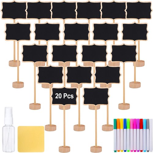 Skiennix 20Pcs Mini Chalkboard Signs - Versatile Food Labels for Parties & Events | Small Rectangle Design