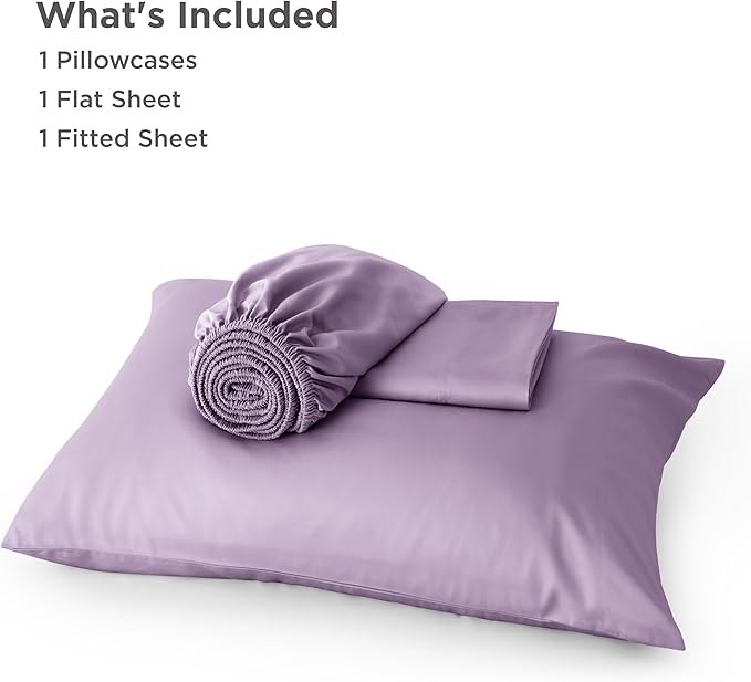 Bedsure Cooling Sheets Twin, Rayon Derived from Bamboo, Breathable & Soft Twin Sheets Set, Deep Pocket Up to 16 Inches, Hotel Luxury Silky Bedding for Hot Sleepers, Lilac