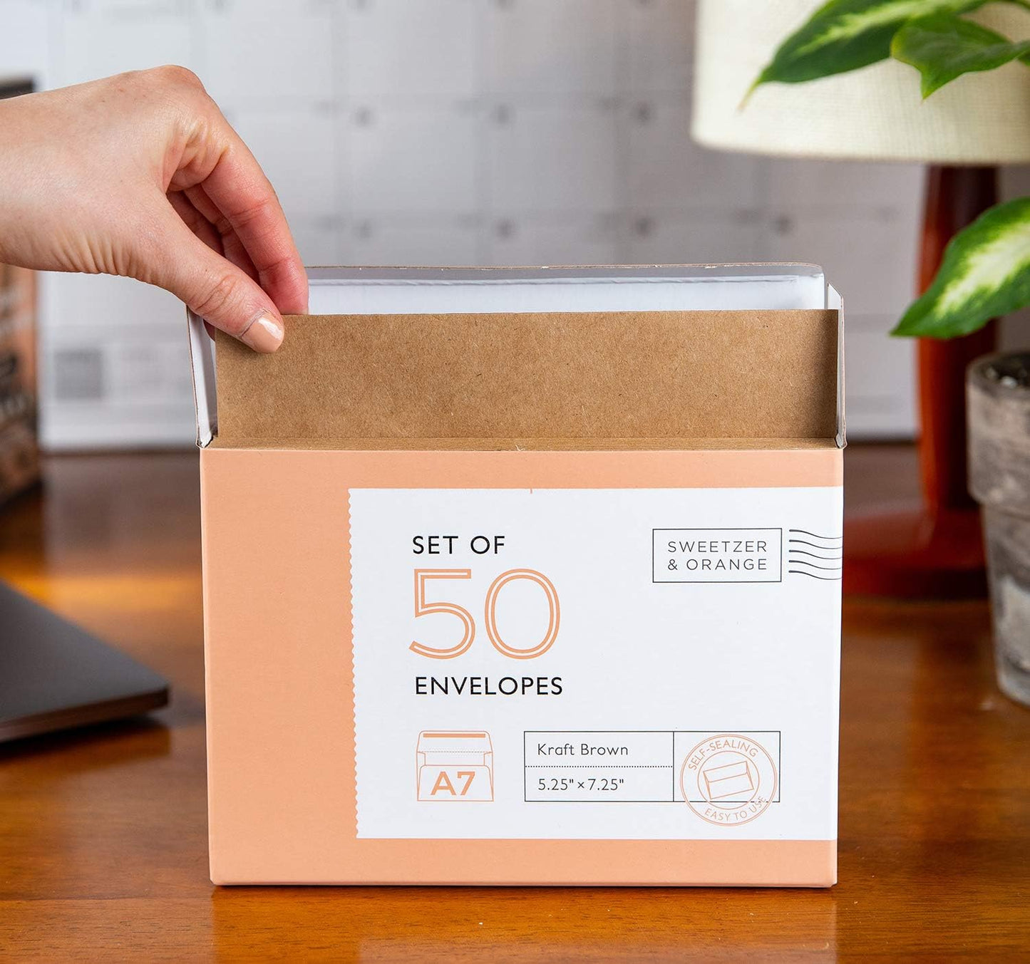Sweetzer & Orange A7 Brown Self-Seal Envelopes - 100 Pack, 5x7 Inches, Kraft 150gsm for Weddings & Invitations