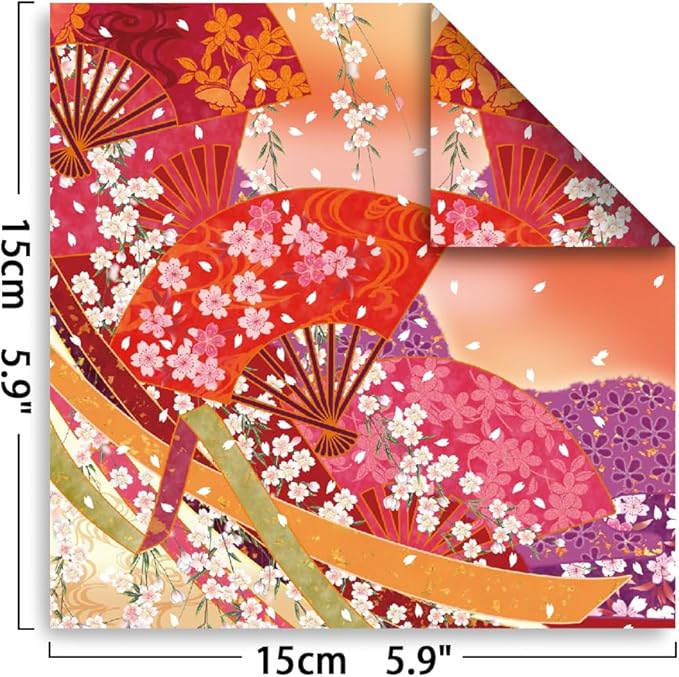 Origami Paper Kit Dobule Sided 100 Sheets 100 Colors 6 Inch Japanese Chiyo Square Easy Fold Arts Crafts DIY Handwork Origami Papers Sakuras Baroque