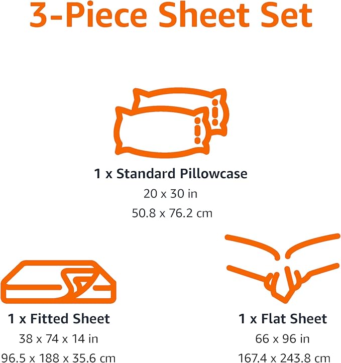 Amazon Basics Kid's Soft Easy-Wash Lightweight Microfiber 3-Piece Sheet Set, Twin, Green Stripes