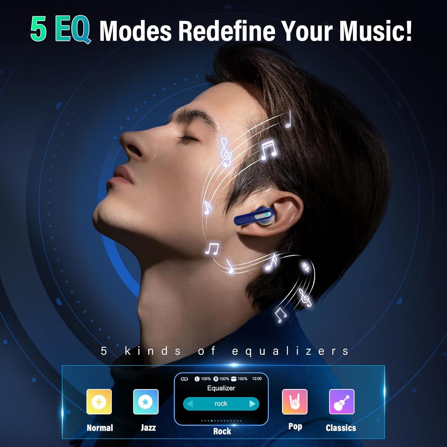 Skiennix AI Translation Earbuds - Real-Time 164 Languages Translator with 7 Modes | 48H Battery Life, Touch Screen & App, Blue