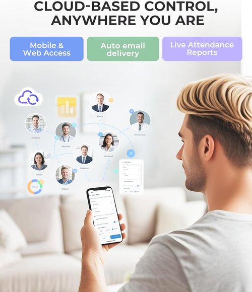 NGTeco Time Clock - Cloud-Based Face, Fingerprint & Card Attendance System for Small Businesses | 2.4G WiFi Remote Control