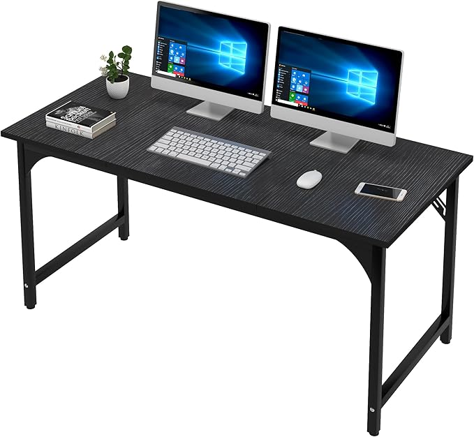 47'' Computer Desk with Deeper Desktop, Home Office Desk Workstation with Sturdy Metal Frame, Modern Simple Desk for Gaming Studying Writing, Black