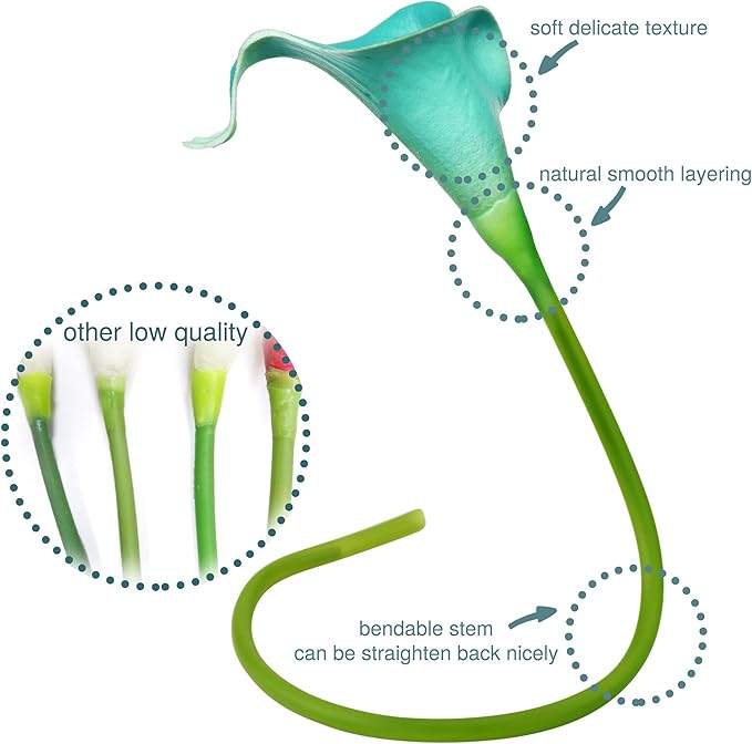 FiveSeasonStuff Real Touch Calla Lily Artificial Flowers Wedding Bridal Bouquet | Floral Arrangements | 15 Calla Lilies (Marine Blue)