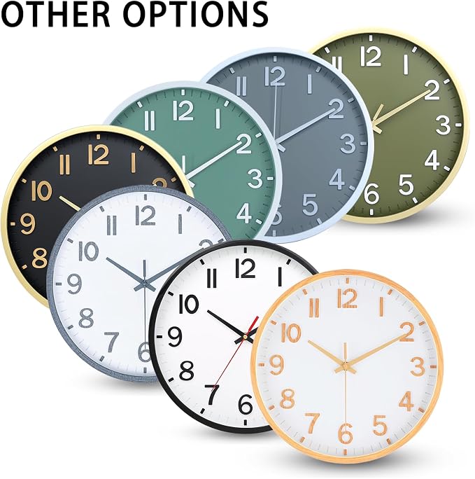 Wall Clocks Battery Operated 8 inch Modern Wall Clock,Silent Non Ticking Wall Clock for Living Room Bedroom Kitchen Office Classroom Decor (Wood Grain Yellow White)