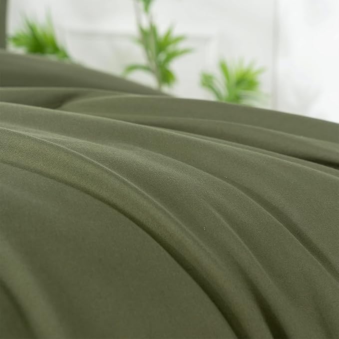 Green Comforter Set Full 3 Pieces Soft Army Green Bedding Comforter Dark Green Lightweight Comforter Set for All Seasons 1 Comforter and 2 Pillowcases