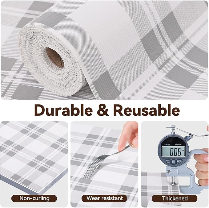 Drawer Shelf Liner for Kitchen Cabinets, Non Adhesive Slip Resistant Shelf Paper Easy to Clean, Strong Grip Thickened Waterproof Washable Mats for Pantry Shelves Cupboard Dresser(Grey, 24 in x 20 FT)