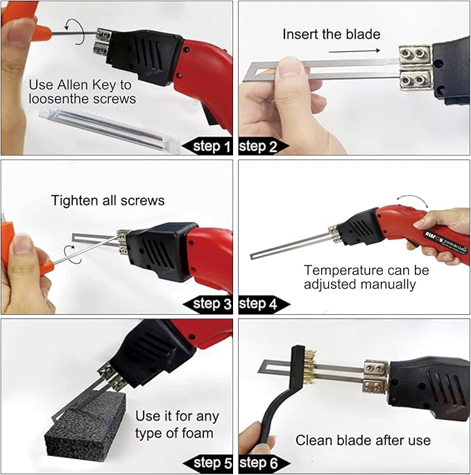 Foam Cutter Electric Hot Knife Styrofoam Cutter Foam Cutting Tool Hot Knife Foam Cutter Air Cooled 200W 110-120V (4 Blades) for XPS,EPS,EPP,EVA,EPE,KT Board,PU,Sponge