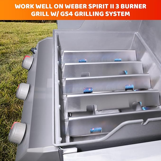 Uniflasy 15.3" Flavorizer Bars for Weber Spirit 300 and GS4 II Spirit 300 Series, Spirit E310 S310 E320 S320 E330 S330 Gas Grills with Front Mounted Control Panels, Stainless Steel Heat Plate, 7636