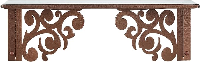 Touch of Class Noble Scrolls Metal Wall Shelf | Antique Copper | Scrolling Designs | Display Shelves for Bedroom, Living Room, Bathroom, Entryway, Office, Hallway