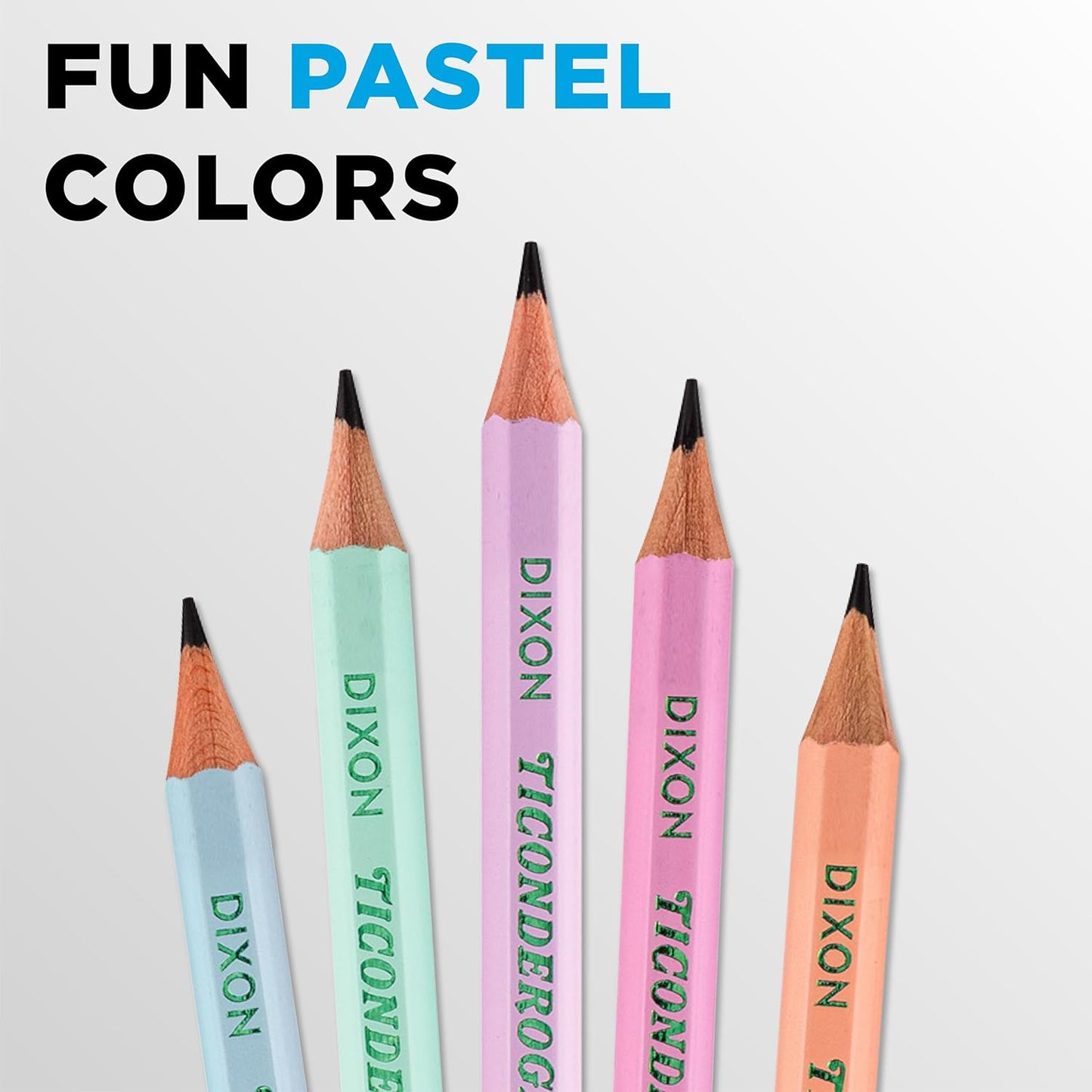Ticonderoga® Pastel Pencils - Soft Assorted Colors | Pack of 10 High-Quality Pencils