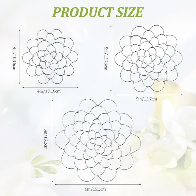 Flower Arrangement Holder Set 3Pcs - Stainless Steel Floral Grid Organizer - Wire Frog Insert for Vases Bouquets DIY Home Decor (Silver)