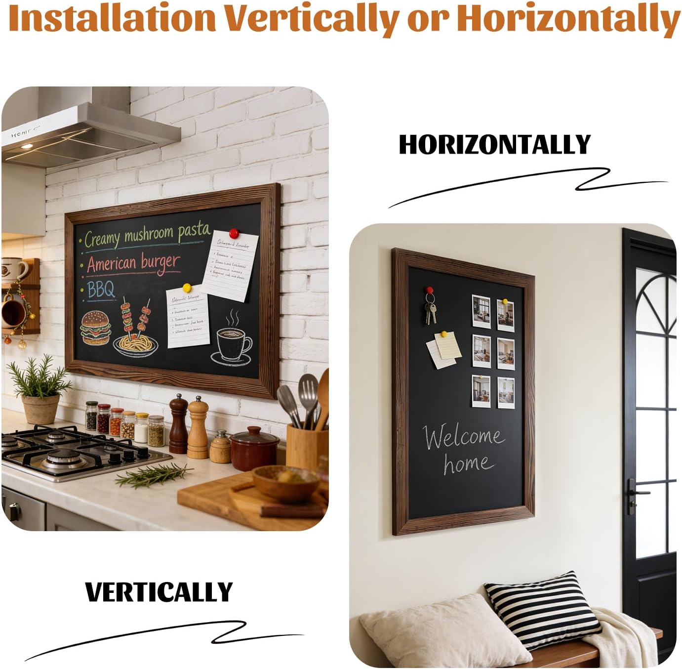 Skiennix Magnetic Chalkboard - 24 x 36 Inch Solid Wood Frame | Versatile Wall-Mounted Board for Kitchen & Restaurant