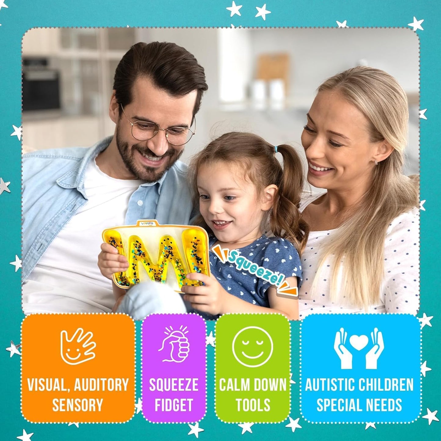 Skiennix Sensory Fidget Toys - 6 Pack Squishy Stress Relief Toys for Kids & Toddlers | Autism & Special Needs