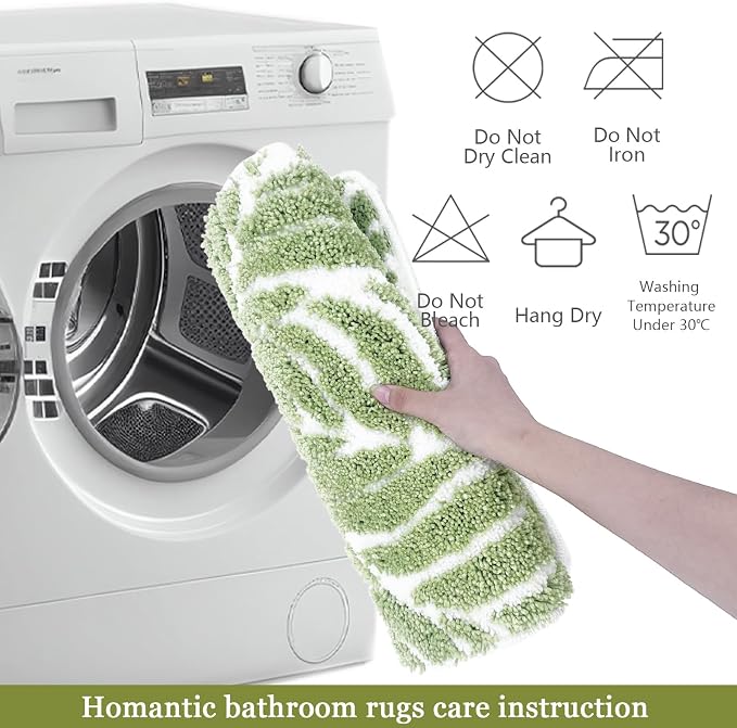 Sage Green Toilet Rug U Shaped Washable Mat for Bathroom Floor 24x20 Non Slip Washable Bathroom Rugs Around Toilet Rug Bath Mat