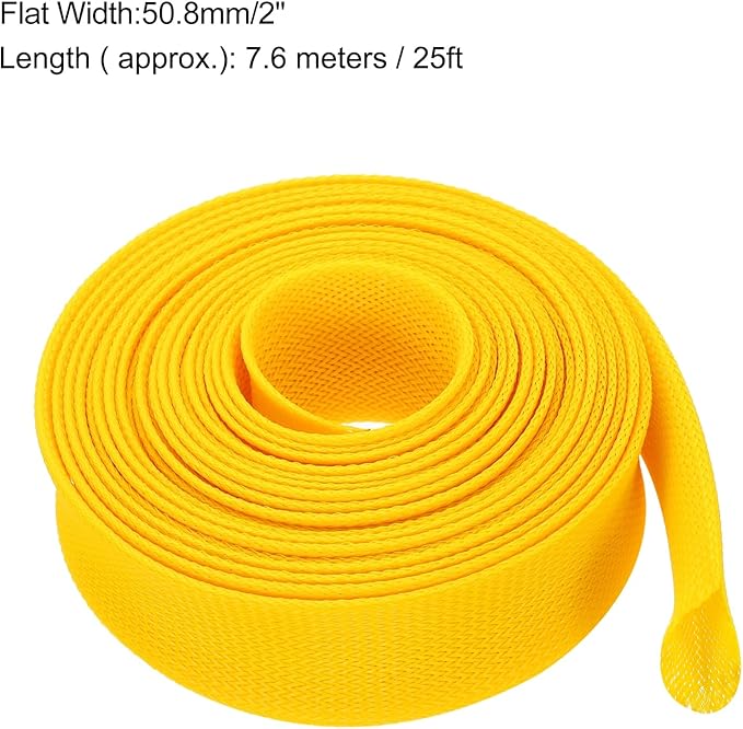uxcell Expandable Sleeving, 2-inch 25ft Cable Sleeve, Yellow
