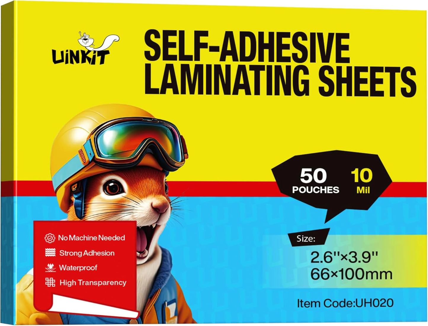 Uinkit 50-Pack Business Card Laminating Pouches - 10Mil Thick, Waterproof Seal for 2.6x3.9" Cards