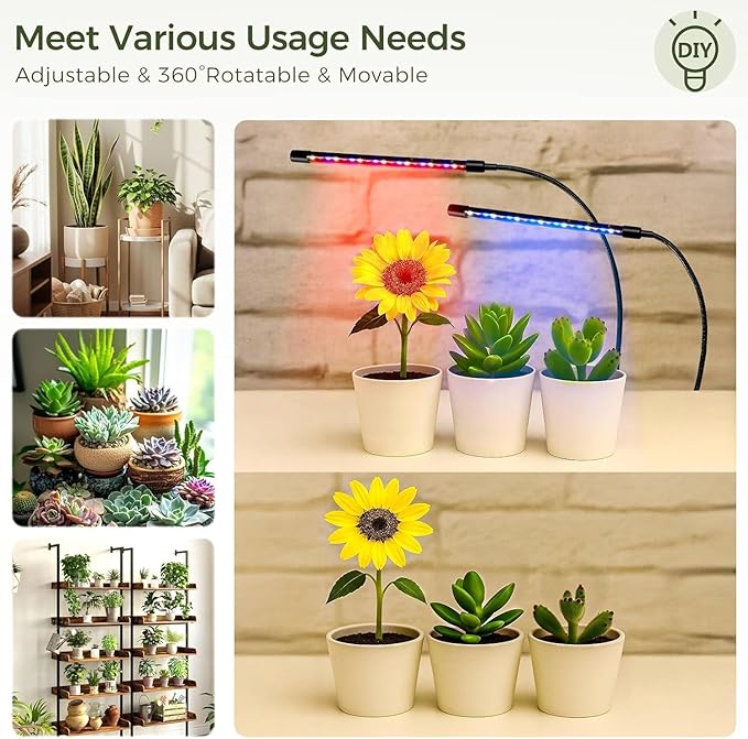 GREENSTELL Plant Stand Indoor with Grow Lights, 7-Tiered Tall Metal Plant Stand for Indoor Plants, Half-Moon Shape Display Shelf for Home,Living Room, Patio, Dark Brown (2 Pack)