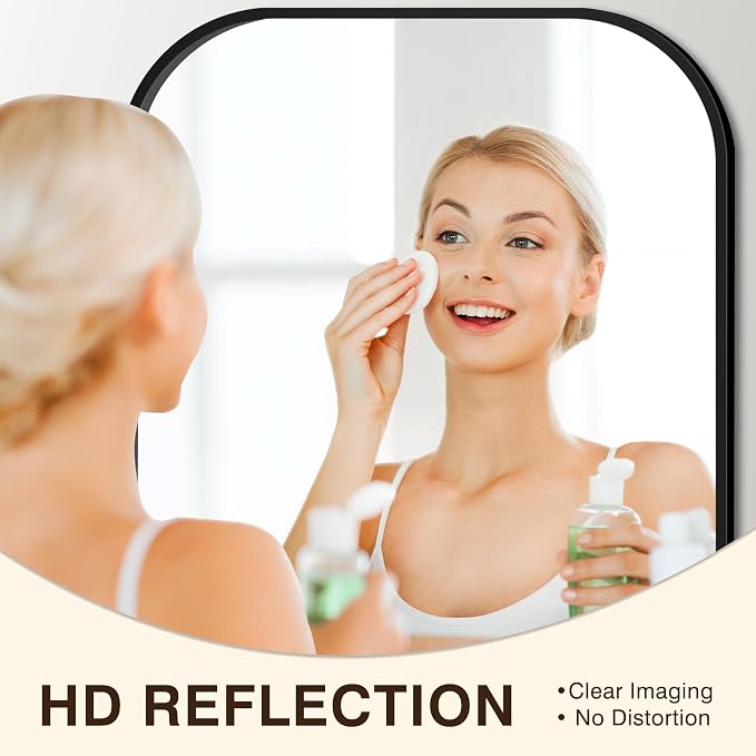 FICTOR Bathroom Vanity Mirror for Wall, 2 Pack 28" x 40" Rectangle Bathroom Mirror for Over Sink, Metal Framed, Hangs Horizontally or Vertically(Black)