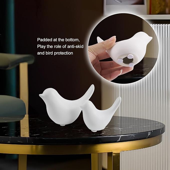 Notakia Small White Birds Statues Home Decor Modern Style Decorative Ornaments for Living Room Decor, Bedroom, Office Desktop, Cabinets (2Pcs White Birds)