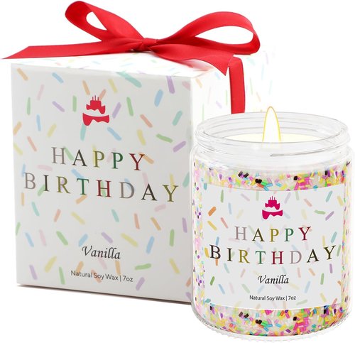 Lihome Happy Birthday Candle - Natural Soy Wax Vanilla Scented Gift for Men, Women, & Friends