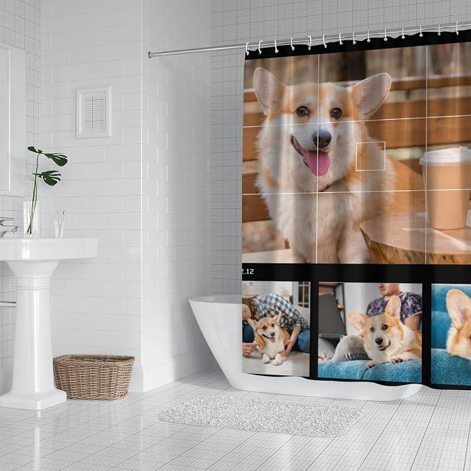 Personalized Shower Curtain Set Custom Photo Shower Curtains Modern Minimalist Home Bathroom Curtain Decor with 12 Hooks 72 Inch Wide * 72 Inch High