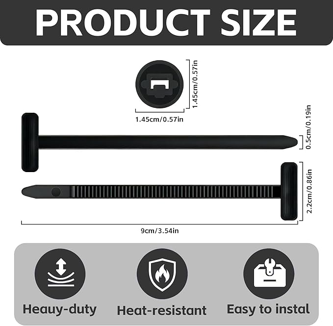 Nylon Universal Cable Tie Buckle, 2026 New Upgrade Heavy Duty Self-Locking Rivet Zip Ties Holder, Multifunctional Cable Tie Buckle for Car Daily Repair, Home, Office, Workshop (200 Pcs)