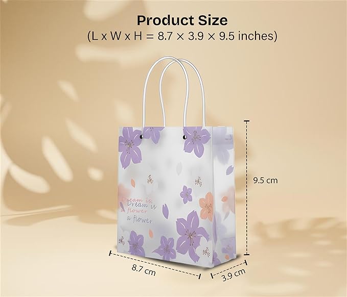 12 Pack Gift Bags with Cherry Blossom Design, Floral Plastic Totes for Wedding Favors, Party Goodies & Gifts