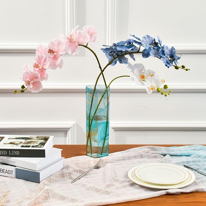 Vase Plastic Vase Elegant Cylinder Flower Vase Shatterproof Decorative Centerpiece for Home Table Office Weddings Events (11.8 x 3.9 in)