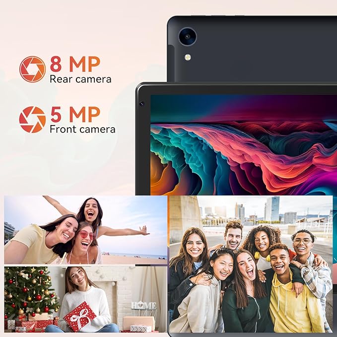 URAO Tablet,10.1" Android 15 Tablet with Octa-core Processor 24GB RAM 128GB ROM HD IPS Touchscreen 8H Battery, Wi-Fi 6, BT 5.0, Dual Camera, Android Tablets