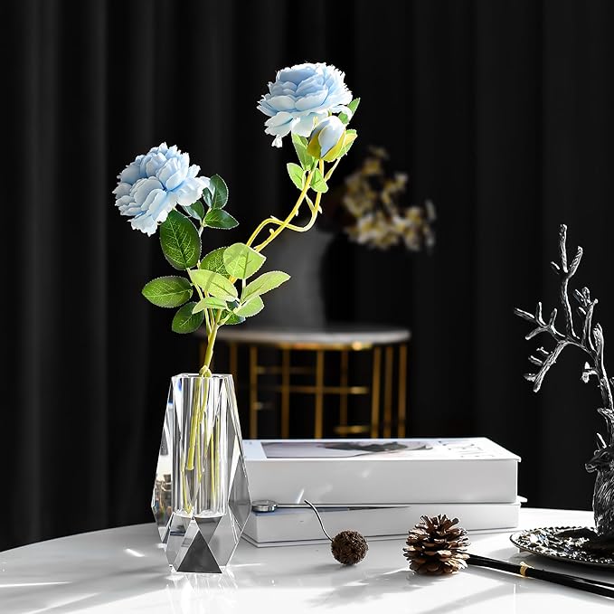 Kitcom Flower/Bud Crystal Vase Decorative Vases for Home, Wedding, Christmas, Outline Dimensions W2.4''xH6.3'', Clear with Gift Box