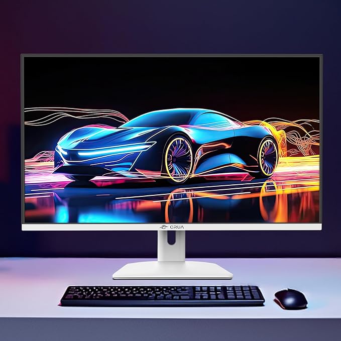 CRUA 27 Inch Gaming Monitor 360HZ, 2K QHD 2560x1440 IPS Panel White Computer Monitors with Built in Speakers, Support AMD FreeSync, 120% sRGB, Blue Light Filter, DP1.4 & HDMI2.1, Wall Mountable
