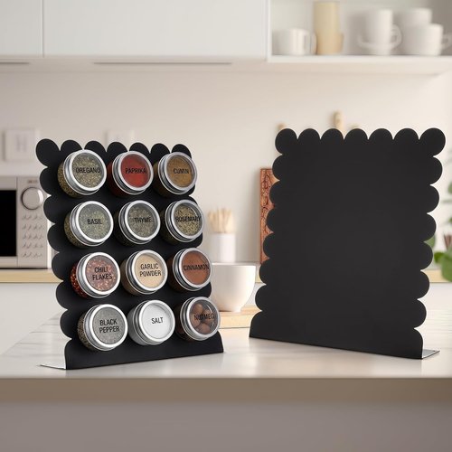 Gueevin Magnetic Metal Board - 2 Pcs Scalloped Display Stand for Memos & Photos | 12.6" x 11" Black