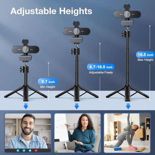 EMEET NOVA 4K Webcam - 4K UHD Resolution, Adjustable Height, 360° Swivel, Dual Noise-Cancelling Mics | Perfect for Online Meetings & Live Streaming