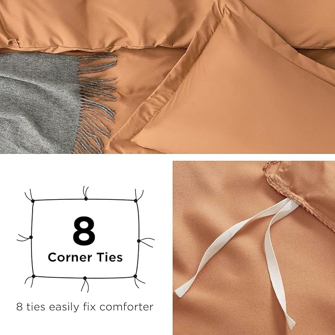 Bedsure Duvet Cover Twin/Twin XL Size - Soft Double Brushed Bedding Set for Kids & Adults, Zipper Closure, 2 Pieces, Includes 1 Duvet Cover (68"x90") & 1 Pillow Sham, NO Comforter, Burnt Orange