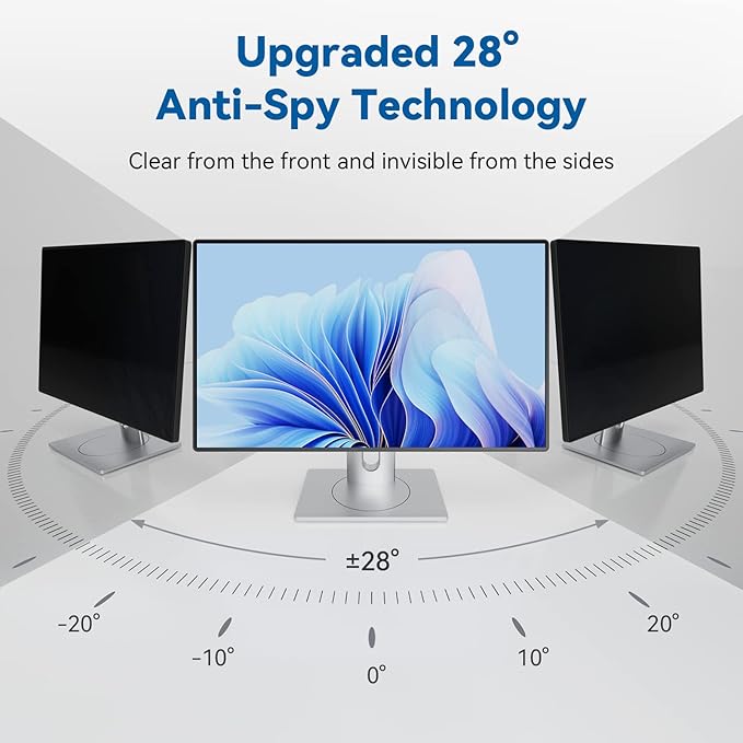 IPROKKO [2-Pack] 23.8 Inch Computer Privacy Screen Filter for 16:9 Widescreen Monitor, Removable 23.8in Anti Blue Light Glare Privacy Shield, Anti Spy Security Protector for Hp Dell Asus Acer Samsung