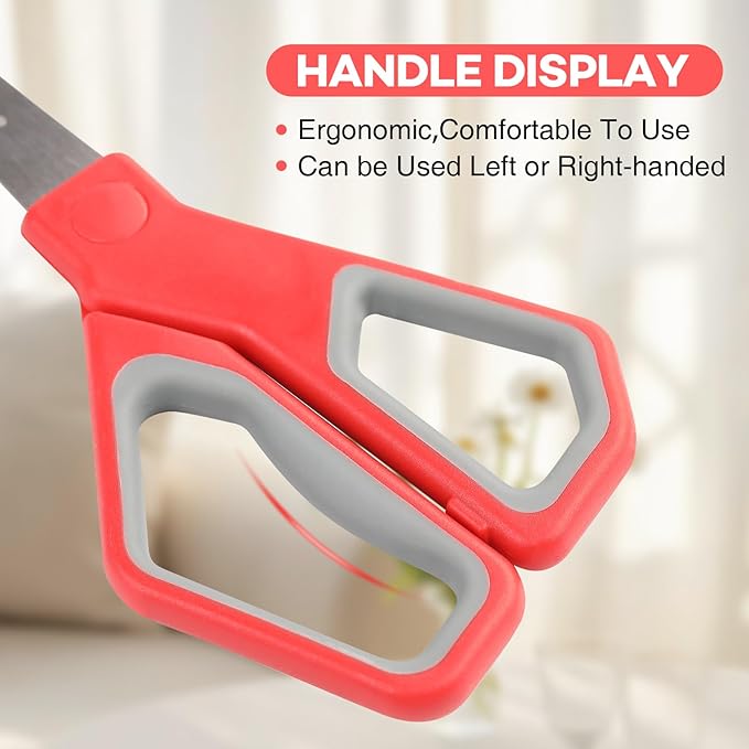 BURVAGY 42Pack 8" Scissors All Purpose, Heavy Duty Scissors with Ultra Sharp Blades Comfort Grip Handles - For Office Home School Sewing Fabric Crafts, High/Middle School Student Teacher Scissor