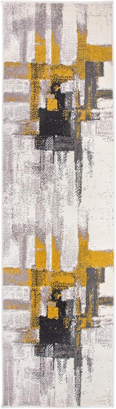 Rugshop Gold Modern Abstract Runner Rug — Non-Shedding for Narrow Hallway, Kitchen and Entryway 2' x 10'