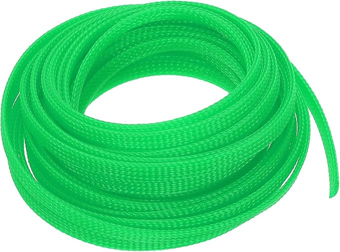 uxcell PET Expandable Sleeving 20ft 1/4" Green Cable Management Sleeve Cord Organizer for Wrap Protect Cable