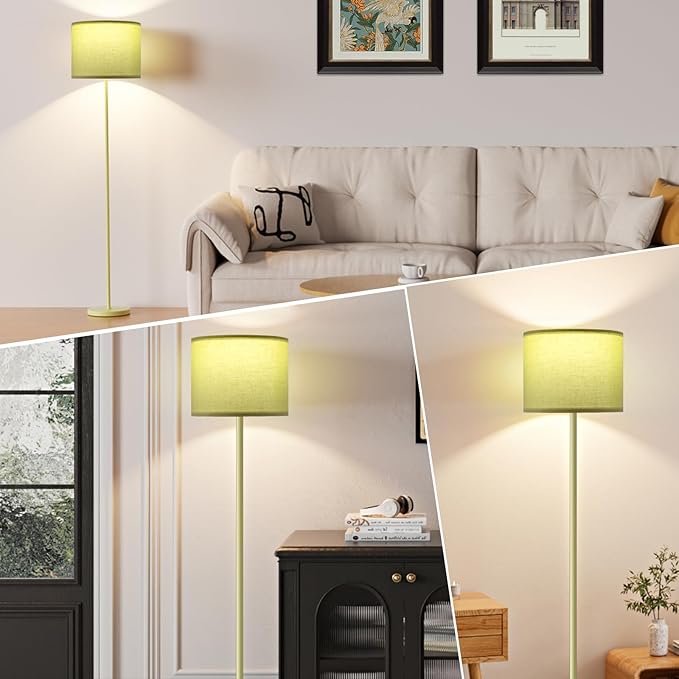 Ambimall 60'' Modern Floor Lamp with Shade, Tall Lamps for Living Room, Bedroom, Office, Dining Room, Light Green Lampshade(Without Bulb)