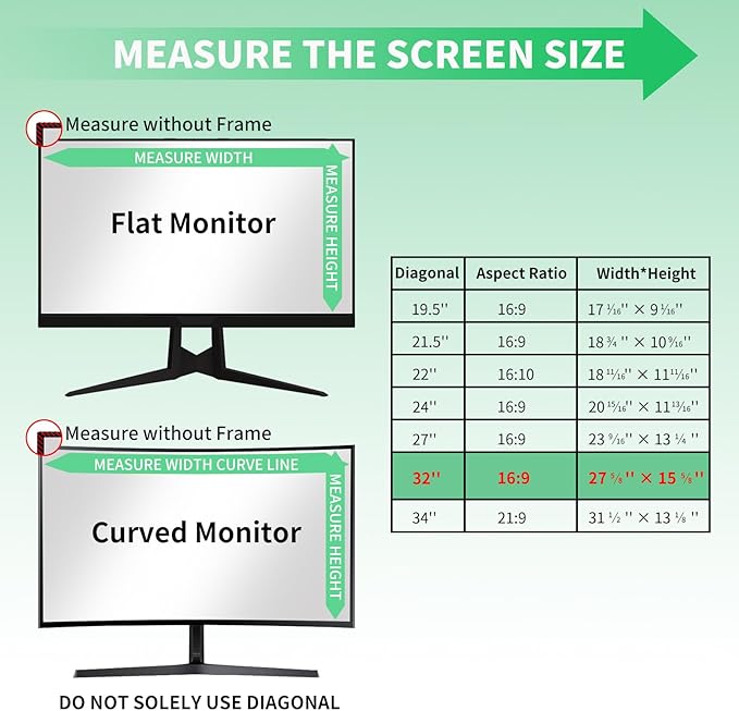 DEJIMAX 32 Inch Curved Computer Privacy Screen Filter for 16:9 Widescreen Computer Monitor Computer Screen Protector Computer Screen Privacy Shield Anti Glare and Blue Light