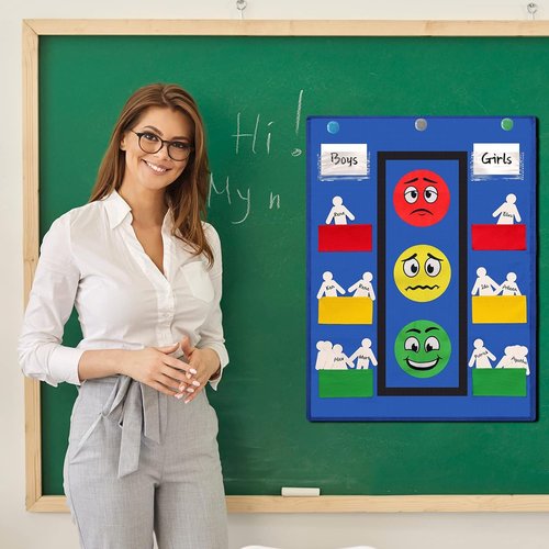 Panelee Classroom Behavior Chart - Stoplight Pocket Chart for Kids | 43-Piece Management Tool with Blank Cutouts