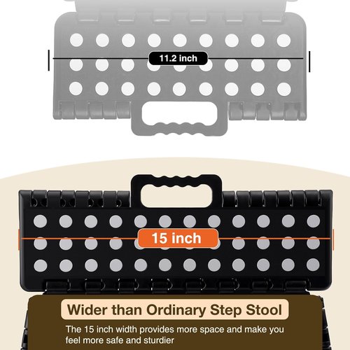 Korpai 9" Folding Step Stool - Extra Wide 15-Inch Non-Slip Design | Holds Up to 300 lbs, Compact & Portable