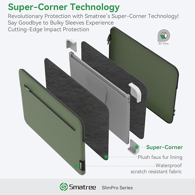 Smatree SlimPro Laptop Sleeve Case for 14 inch HP Pavilion x360 2-in-1 Laptop 14t-ek1000/14-ek0097nr, for 14 inch Pavilion Laptop-14-dv2097nr/ec1097nr, 14inch Envy x360 14t-es000 Case, Green (S420G)