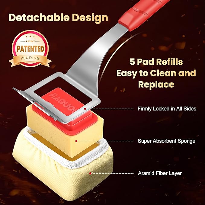 nonoYif Grill Brush Bristle Free + 5 Replaceable Pads, Steam Grill Brush for Outdoor Grill, BBQ Grill Brush and Scraper for Cast Iron/Stainless Steel Grates, Safe Grill Cleaner Brush, Gift for Men Dad