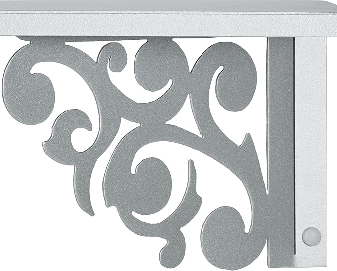 Touch of Class Noble Scrolls Metal Wall Shelf | Silver | Scrolling Designs | Display Shelves for Bedroom, Living Room, Bathroom, Entryway, Office, Hallway