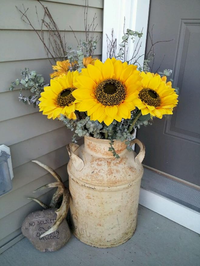 Large Sunflowers Artificial Flowers 6+7" Full Bloom Long Stem Artificial Sunflower 26" Tall Sun Flowers Giant Silk Sunflowers with Stem Fake Sunflower Floral Arrangement for Home Wedding Decoration