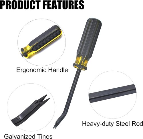Regine Switzerland Heavy Duty Staple Remover - Double Pronged Upholstery Tool for Furniture & Carpet (Black Handle)
