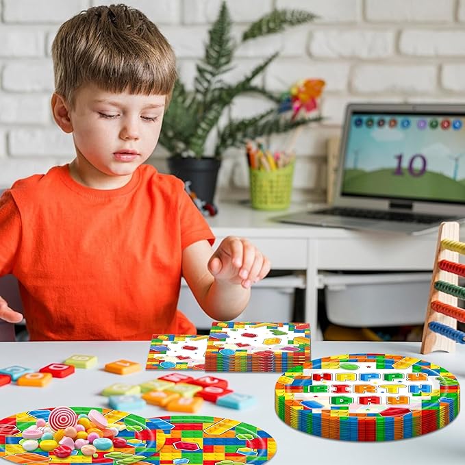 40Pcs Building Block Birthday Decorations Baby Shower Block Plates and Napkins Party Supplies Building Block Party Decorations